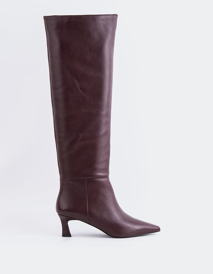 L'INTERVALLE Lorenzie Women's Tall Boots Burgundy Leather