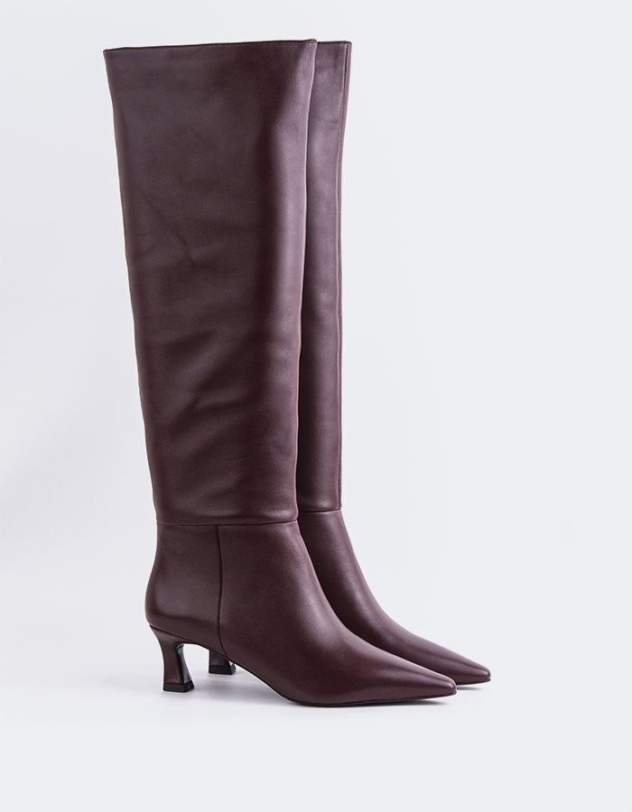 L'INTERVALLE Lorenzie Women's Tall Boots Burgundy Leather