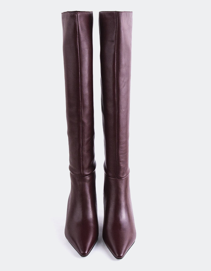 L'INTERVALLE Lorenzie Women's Tall Boots Burgundy Leather