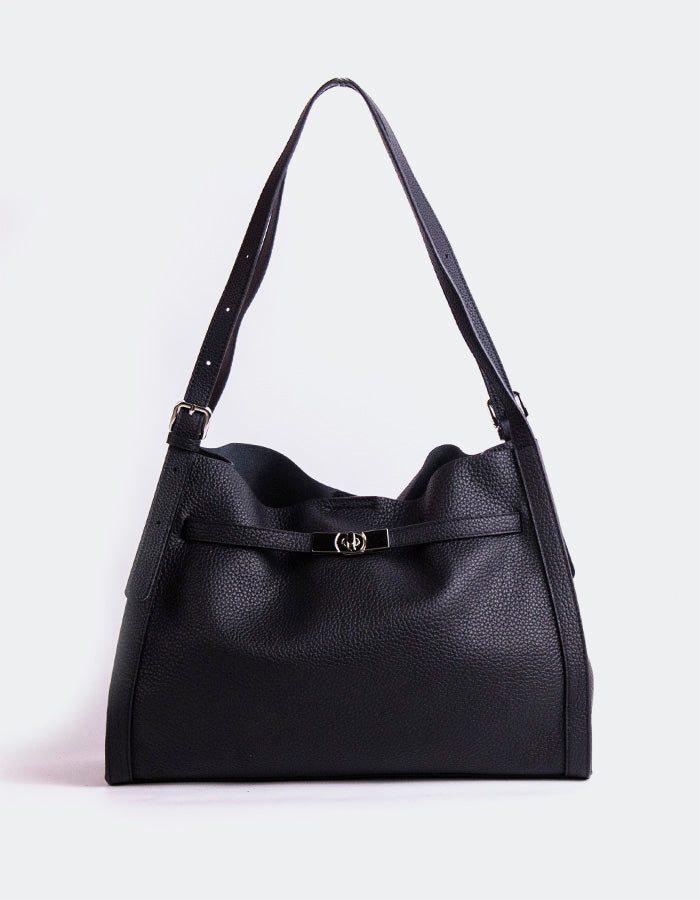 L'INTERVALLE Lorna Women's Shoulder Handbag Black Leather