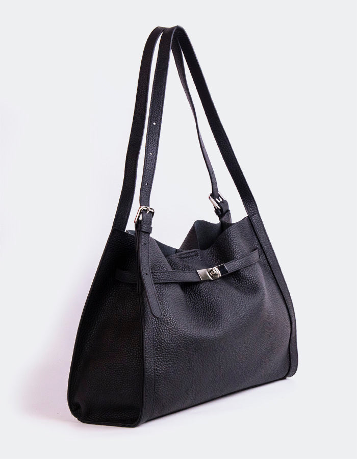 L'INTERVALLE Lorna Women's Shoulder Handbag Black Leather