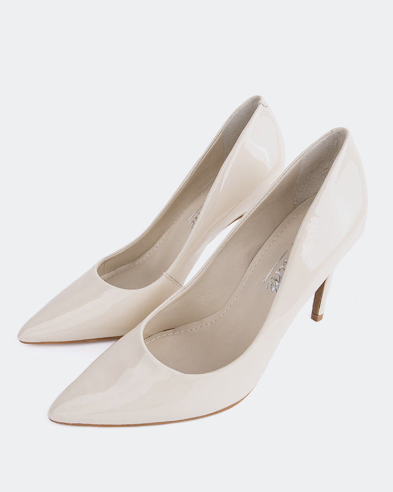 L'INTERVALLE Love Chaussures pour femmes Talon haut Escarpins Blanc Cassé Verni