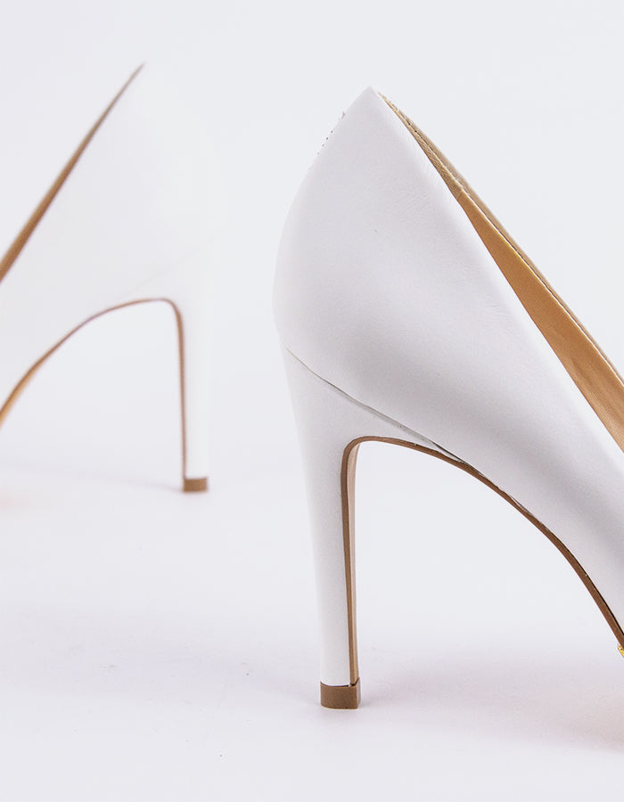 L'INTERVALLE Love Women's Shoe High Heel Pumps White Leather L'INTERVALLE Love Women's Shoe High Heel Pumps White Leather