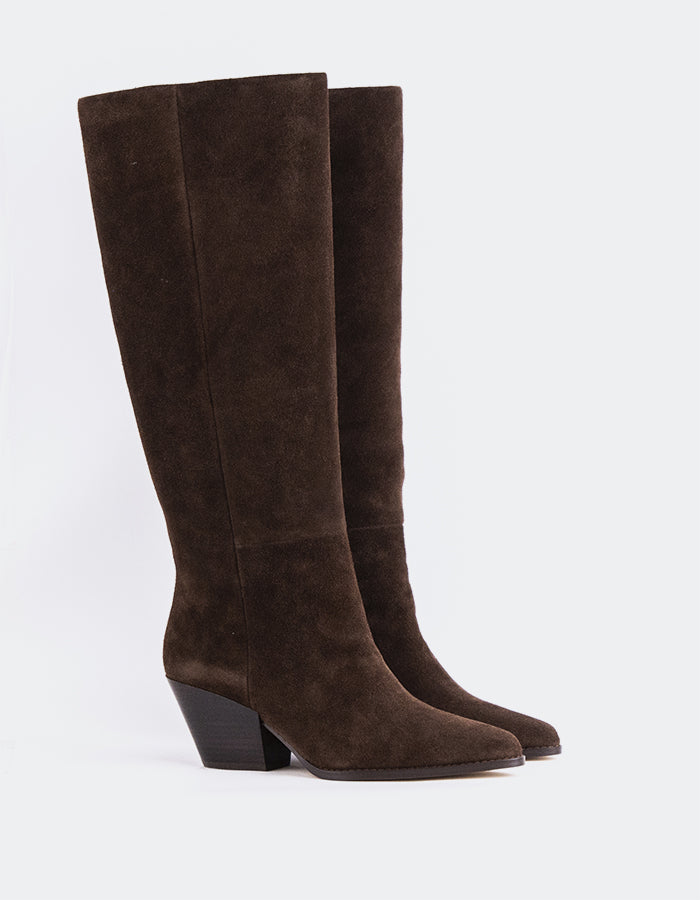 L'INTERVALLE Luciano Femmes Western Tall Boots Brun Suède