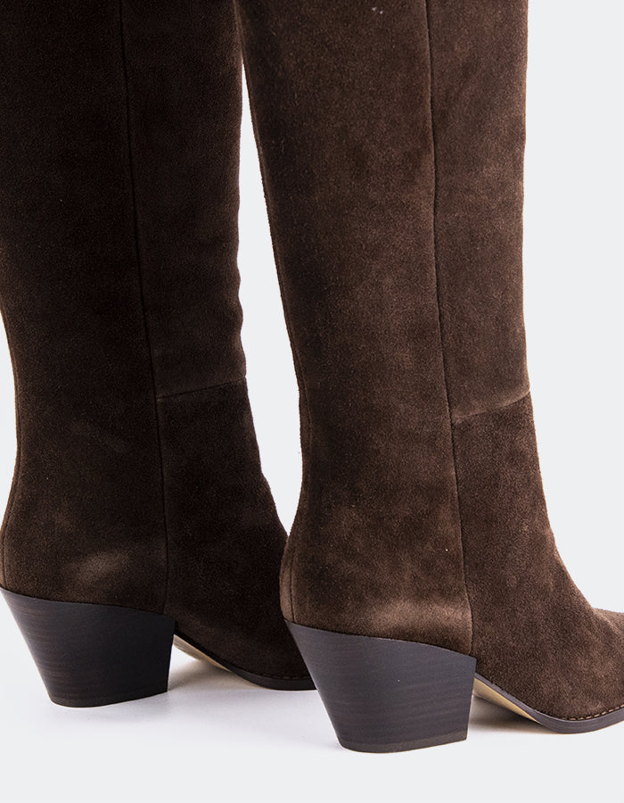 L'INTERVALLE Luciano Femmes Western Tall Boots Brun Suède