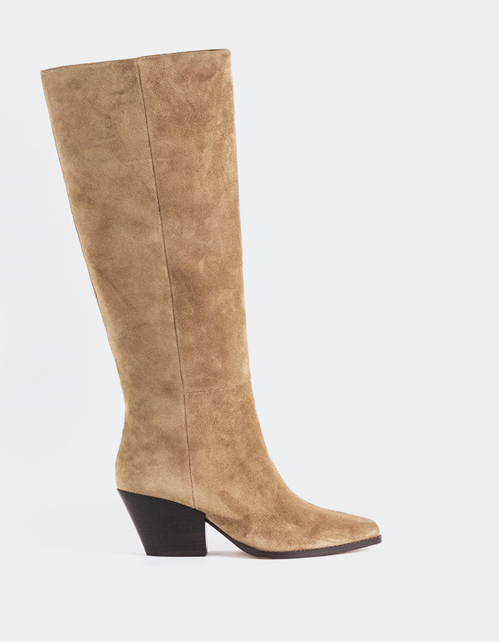 L'INTERVALLE Luciano Femmes Western Tall Boots Amande Suède