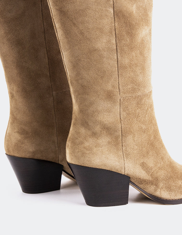 L'INTERVALLE Luciano Femmes Western Tall Boots Amande Suède