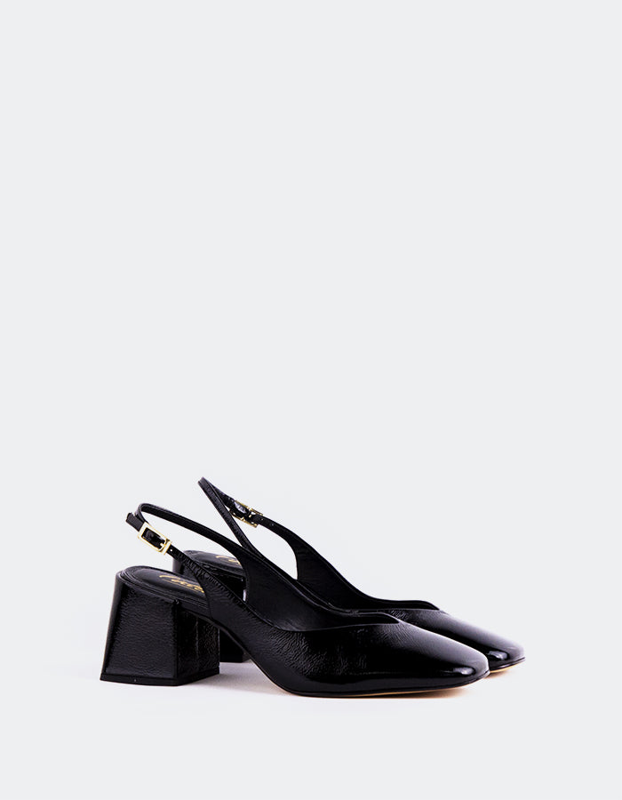 L'INTERVALLE Lysiah Women's Block-Heel Slingback Shoes Black Naplack