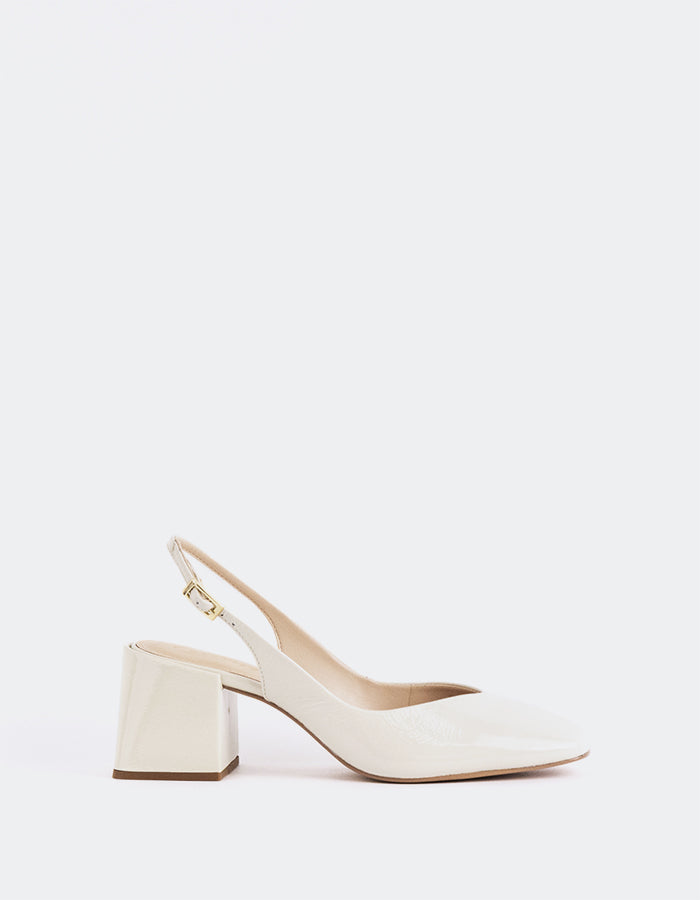 L'INTERVALLE Lysiah Women's Block-Heel Slingback Shoes Off White Naplack