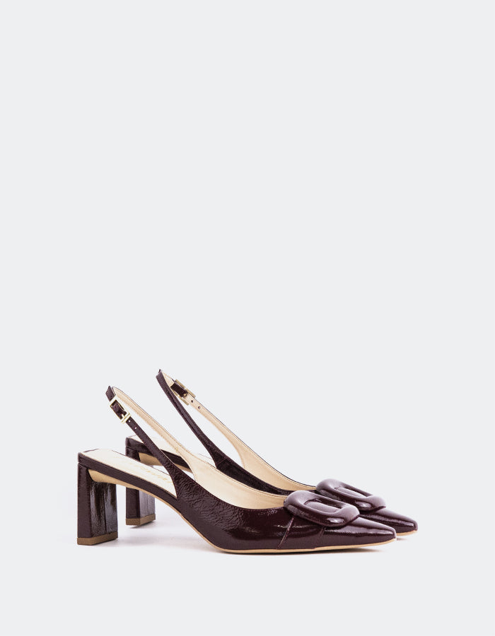 L'INTERVALLE Malina Women's Slingback Shoe Burgundy Naplack