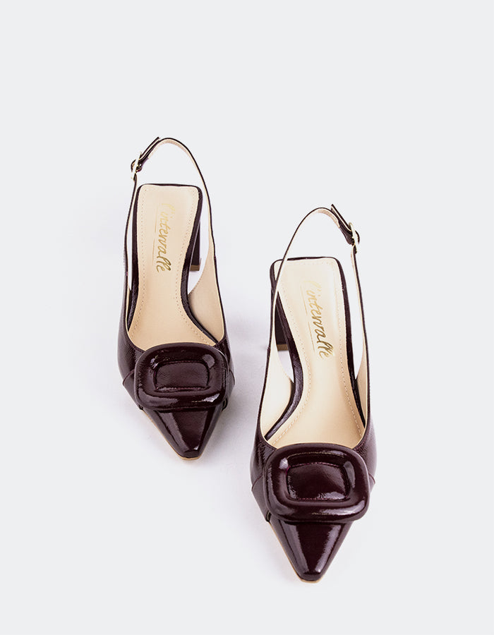 L'INTERVALLE Malina Women's Slingback Shoe Burgundy Naplack