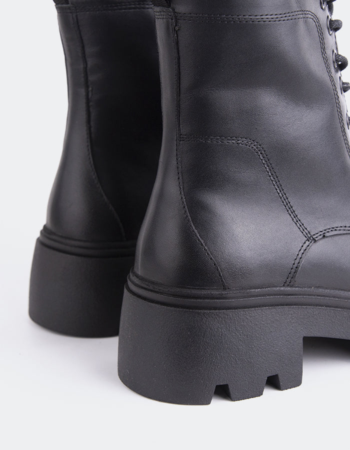 L'INTERVALLE Marstrup Bottes à lacets pour femmes Noir Cuir