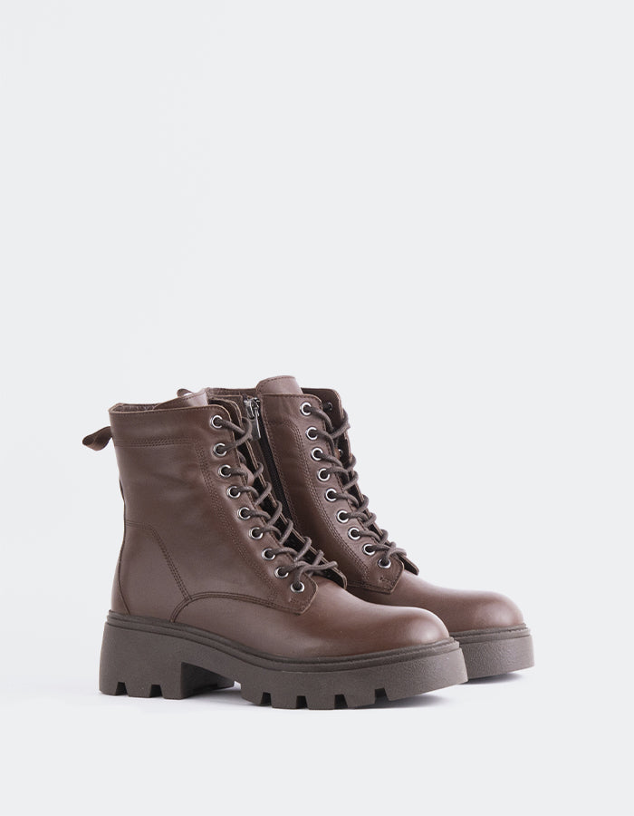 L'INTERVALLE Marstrup Bottes à lacets pour femmes en cuir Brun (7119324315728)