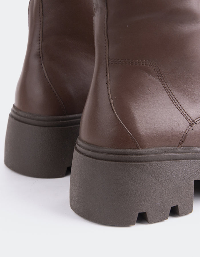 L'INTERVALLE Marstrup Bottes à lacets pour femmes Brun Cuir