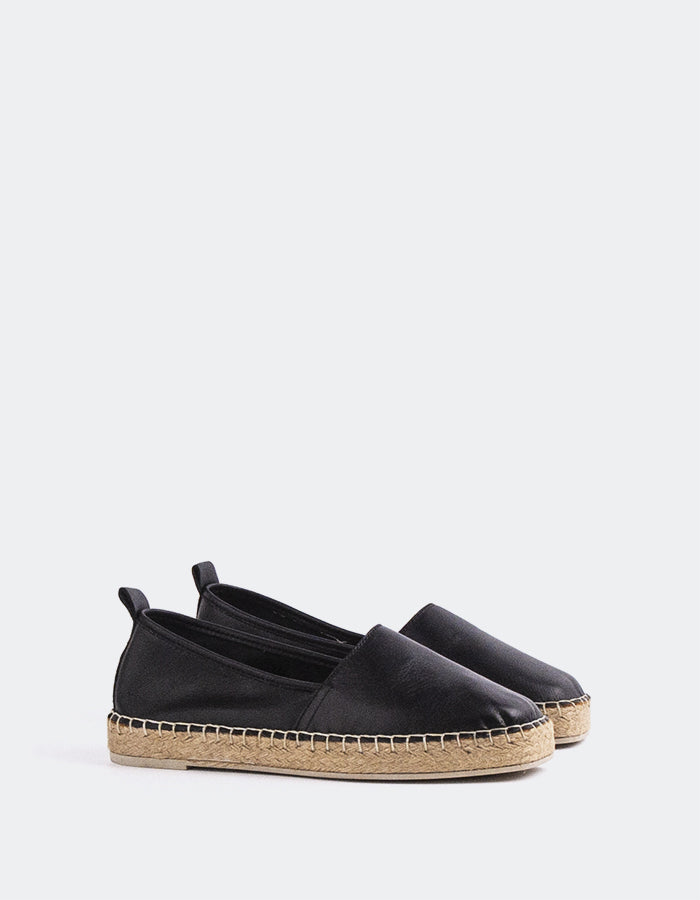 L'INTERVALLE Medusa Chaussure Espadrille Femme Noir Cuir