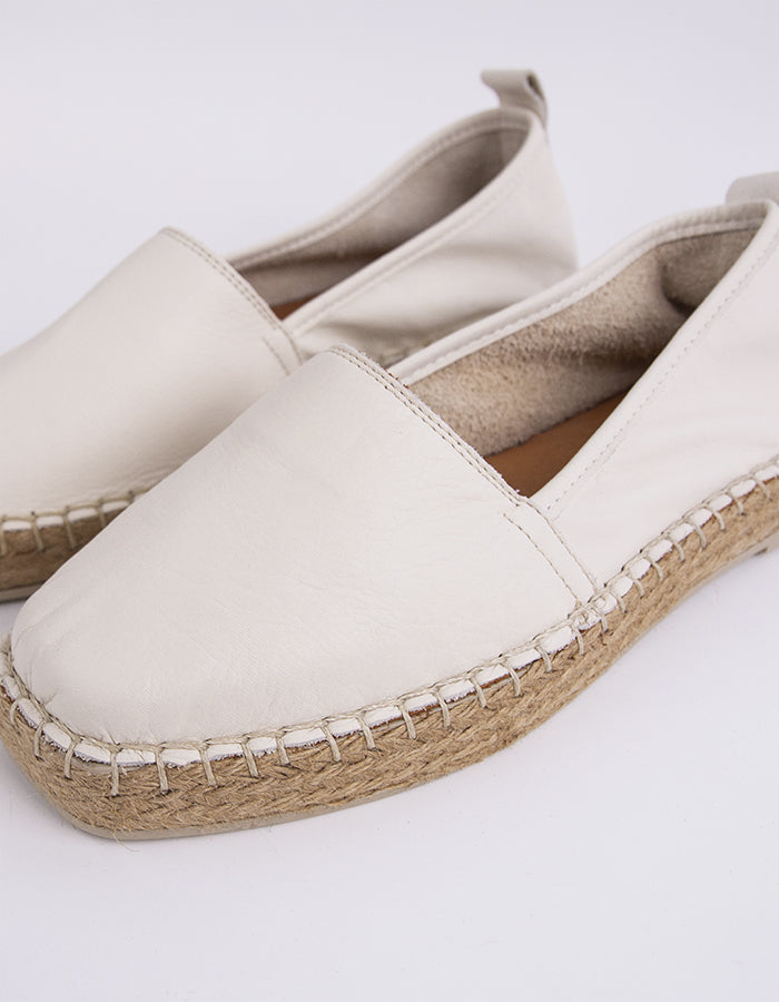 L'INTERVALLE Medusa Women's Espadrille Shoe White Leather (7080612102224)