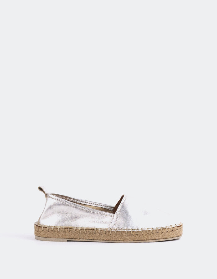 L'INTERVALLE Medusa Women's Espadrille Shoe Silver Leather (7080612298832)