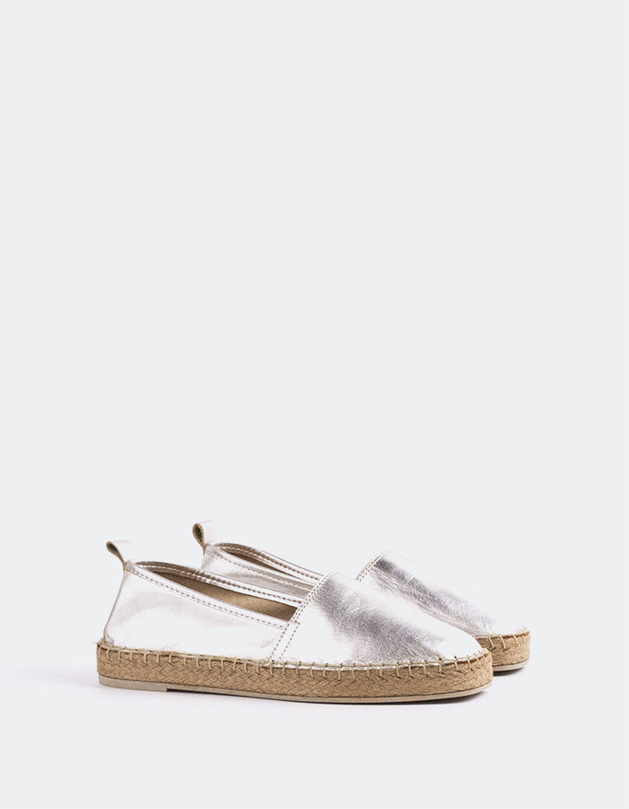 L'INTERVALLE Medusa Chaussure Espadrille Femme Argent Cuir