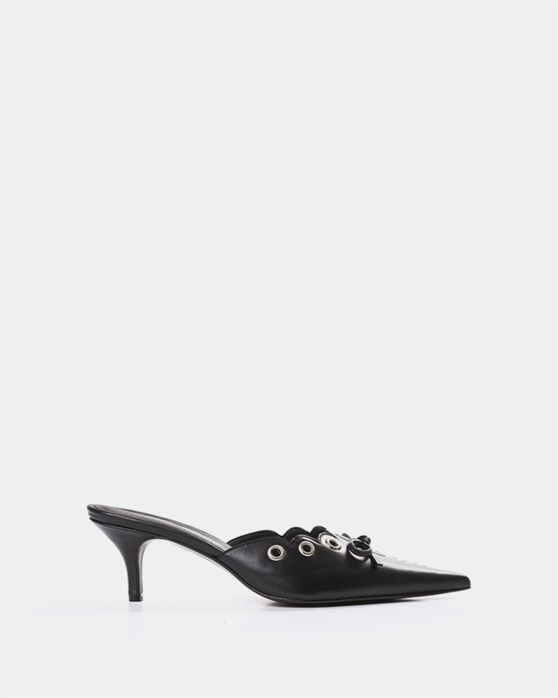 L'INTERVALLE Melba Women's Shoe Mid Heel Mules Black Leather