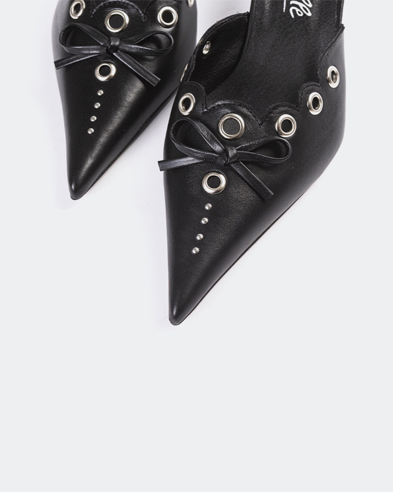 L'INTERVALLE Melba Chaussures pour femmes Mules à talon moyen Noir Cuir