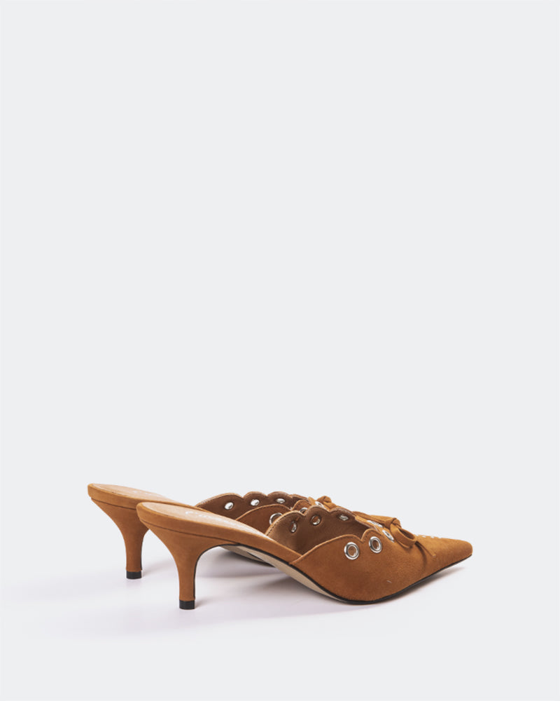 L'INTERVALLE Melba Women's Shoe Mid Heel Mules Tan Suede
