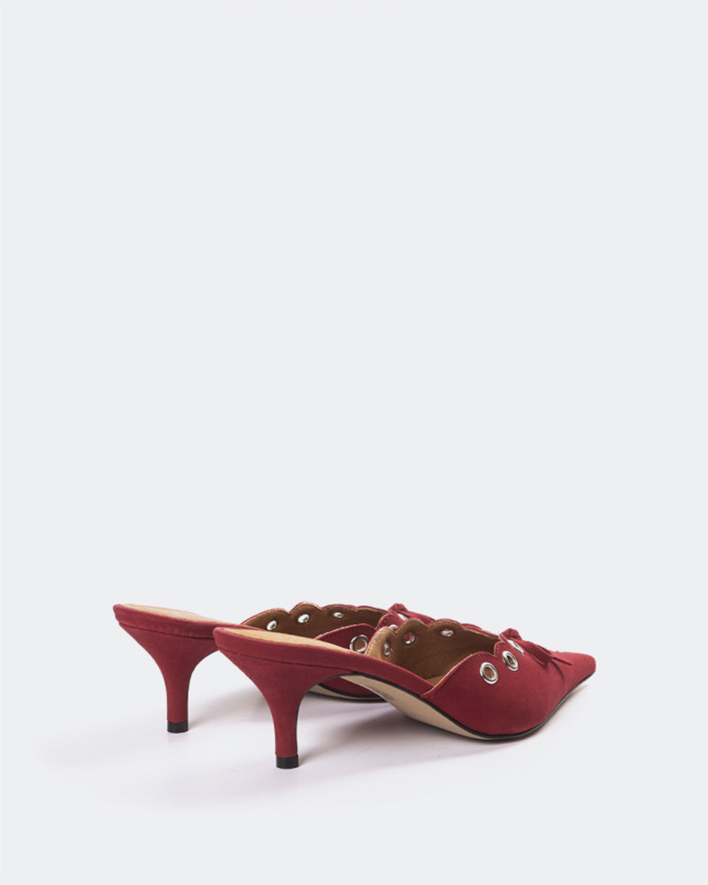 L'INTERVALLE Melba Women's Shoe Mid Heel Mules Red Suede