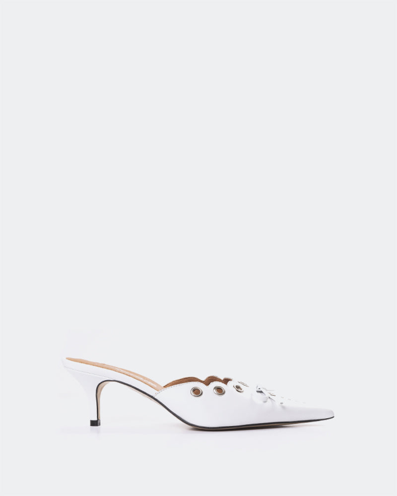 L'INTERVALLE Melba Women's Shoe Mid Heel Mules White Leather