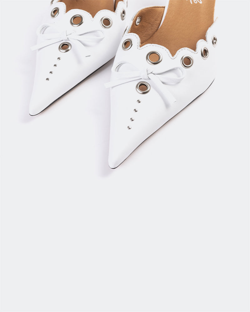 L'INTERVALLE Melba Women's Shoe Mid Heel Mules White Leather