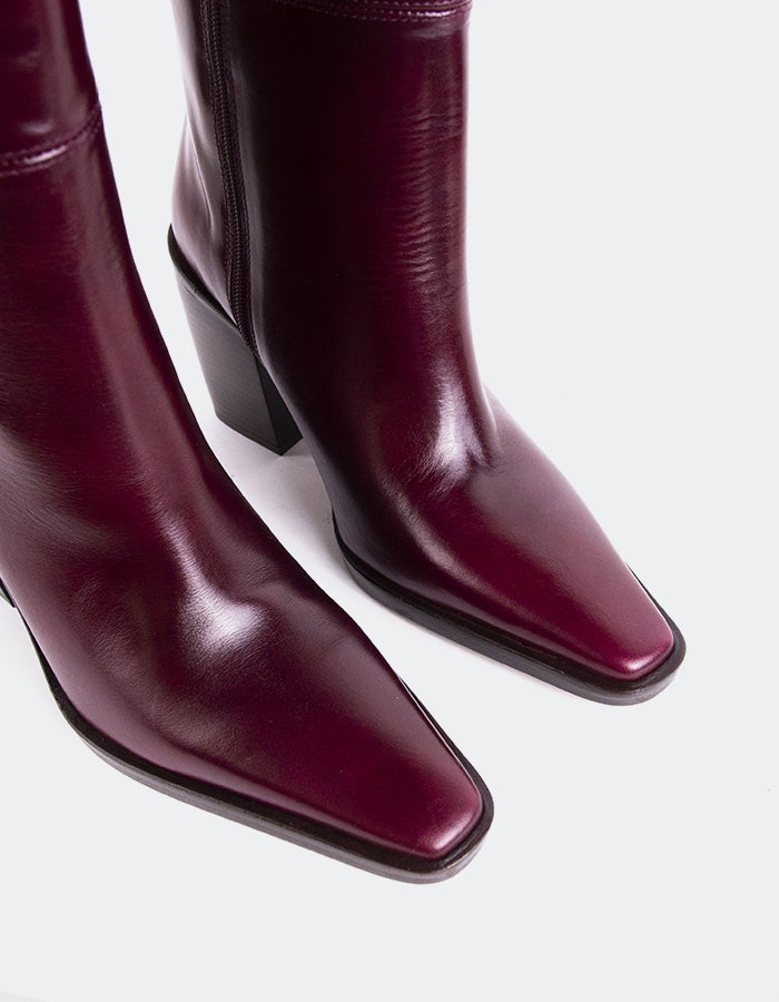 L'INTERVALLE Melville Bottes à tige haute Bottes Bordeaux Cuir (7135579701328)