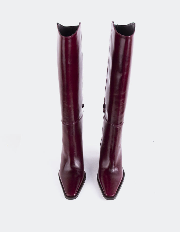 L'INTERVALLE Melville Bottes à tige haute Bottes Bordeaux Cuir (7135579701328)