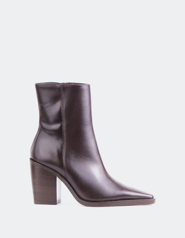 L'INTERVALLE Meraly Bottes de cheville pour femmes Brun Cuir foncé