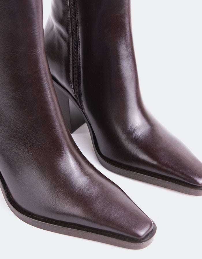 L'INTERVALLE Meraly Bottes de cheville pour femmes Brun Cuir foncé