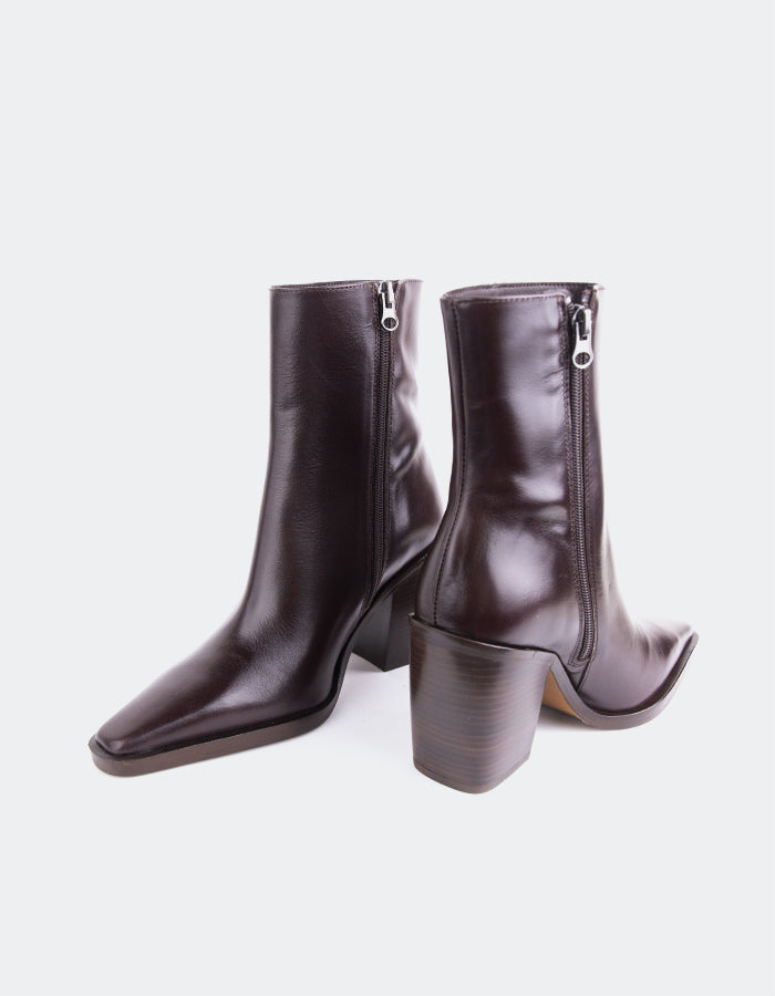 L'INTERVALLE Meraly Bottes de cheville pour femmes Brun Cuir foncé