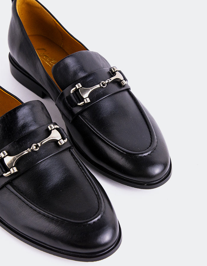 L'INTERVALLE Montenegro Chaussures de mocassins pour femmes Cuir Noir