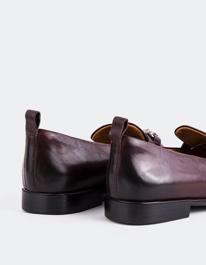 L'INTERVALLE Montenegro Women's Loafer Shoe Burgundy Leather