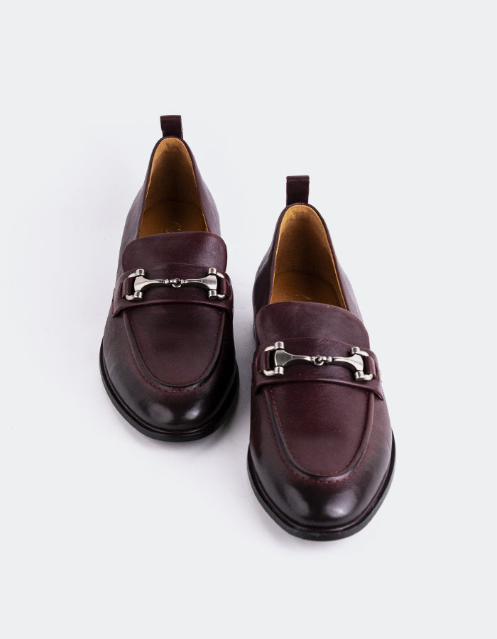 L'INTERVALLE Montenegro Women's Loafer Shoe Burgundy Leather