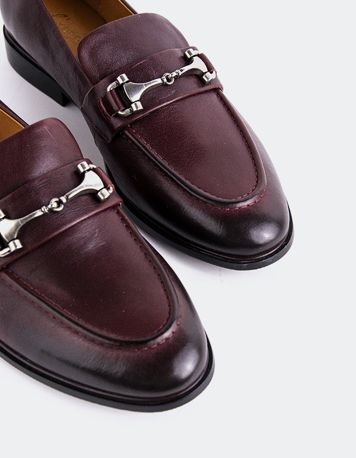 L'INTERVALLE Montenegro Women's Loafer Shoe Burgundy Leather