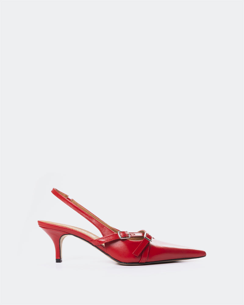 L'INTERVALLE Montrose Women's Shoe Mid Heel Slingback Red Leather