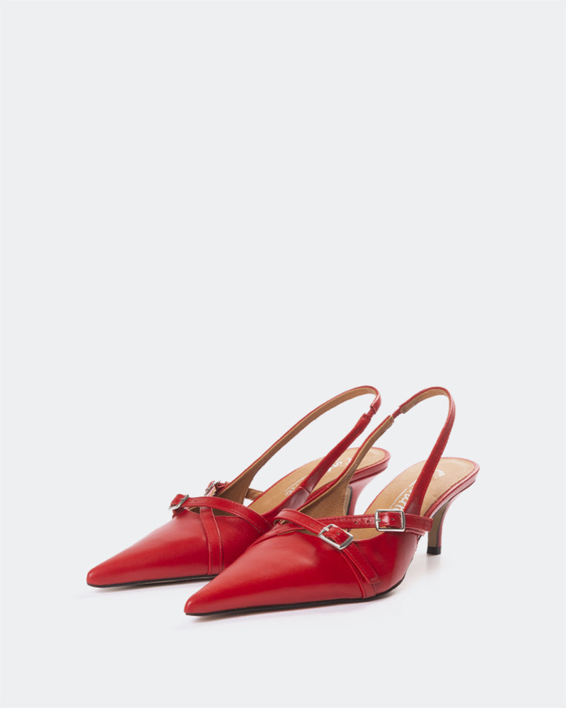 L'INTERVALLE Montrose Women's Shoe Mid Heel Slingback Red Leather