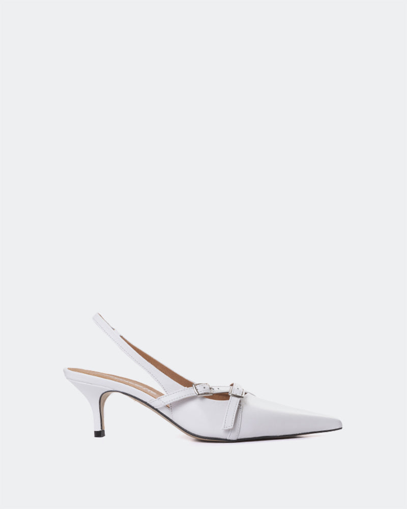 L'INTERVALLE Montrose Women's Shoe Mid Heel Slingback White Leather