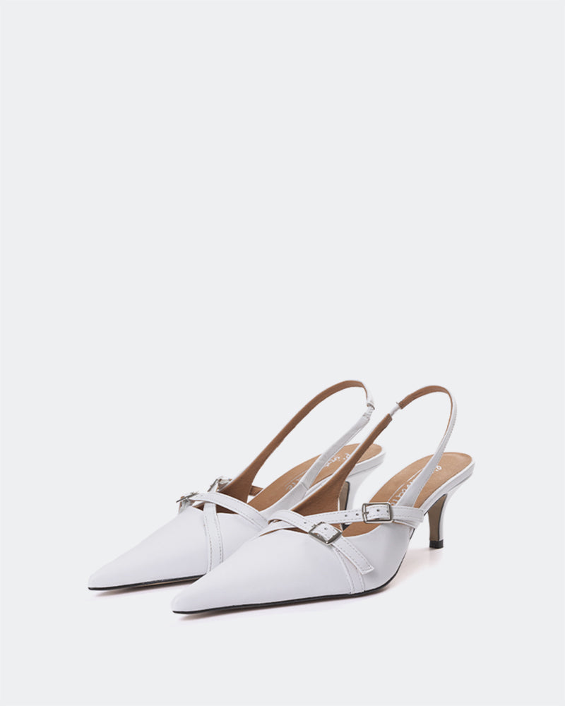 L'INTERVALLE Montrose Women's Shoe Mid Heel Slingback White Leather