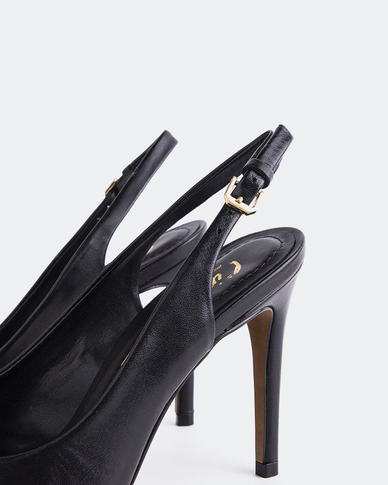 L'INTERVALLE Morisha Women's Shoe Slingback Black Leather