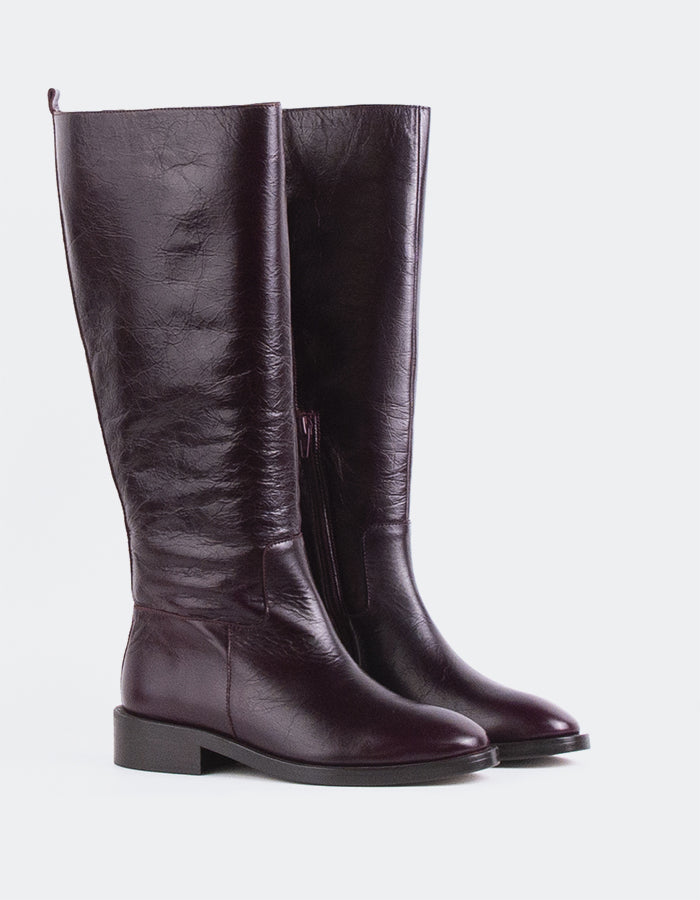 L'INTERVALLE Moyle Women's High Shaft Boots Burgundy Leather