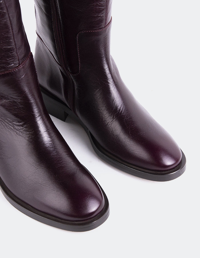 L'INTERVALLE Moyle Women's High Shaft Boots Burgundy Leather