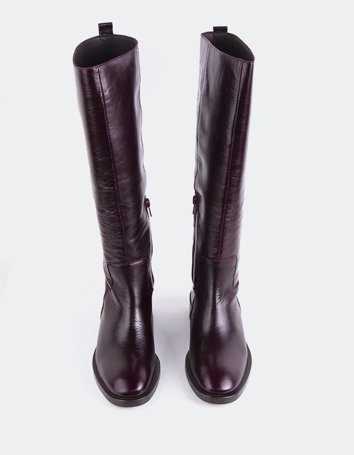 L'INTERVALLE Moyle Women's High Shaft Boots Burgundy Leather