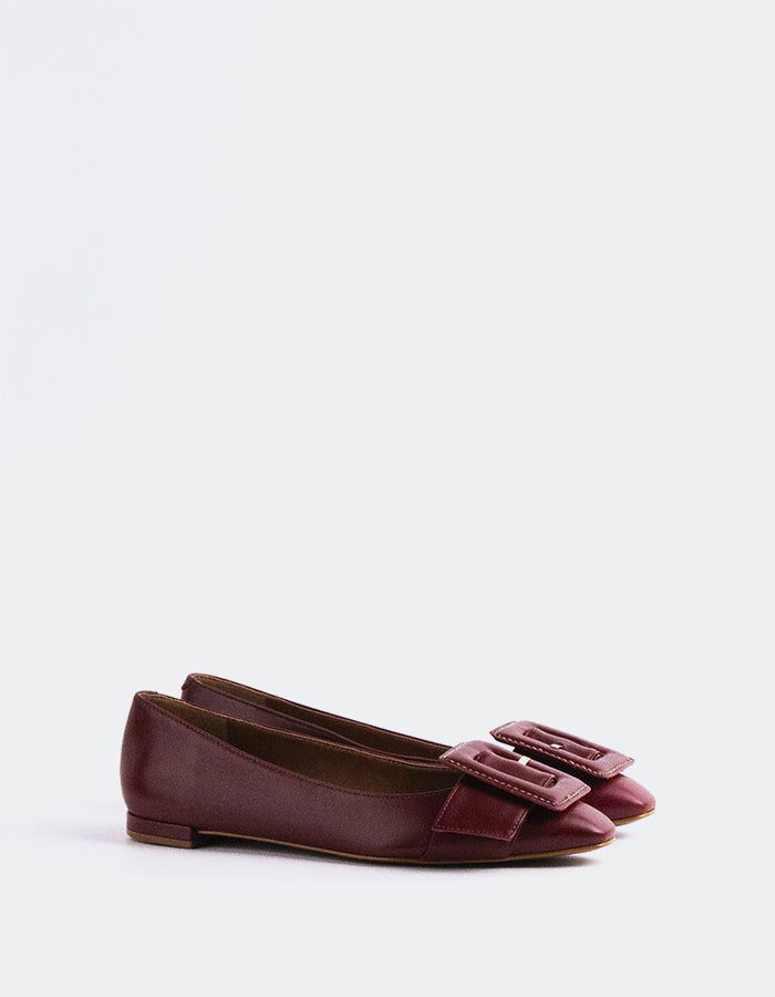 L'INTERVALLE Mulan Women's Ballerinas Burgundy Leather
