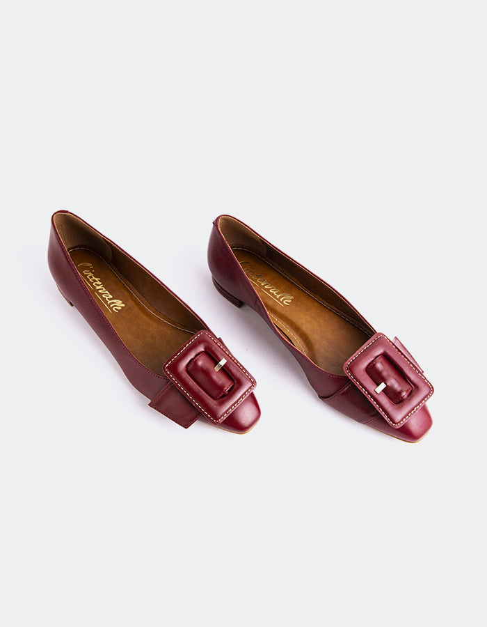 L'INTERVALLE Mulan Women's Ballerinas Burgundy Leather