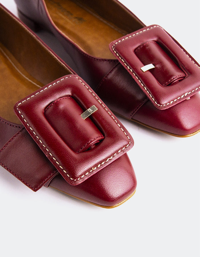 L'INTERVALLE Mulan Women's Ballerinas Burgundy Leather