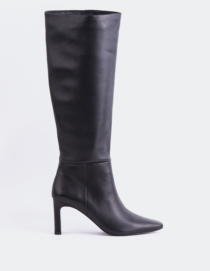 L'INTERVALLE Murazzi Women's High-Heel Tall Boots Black Leather