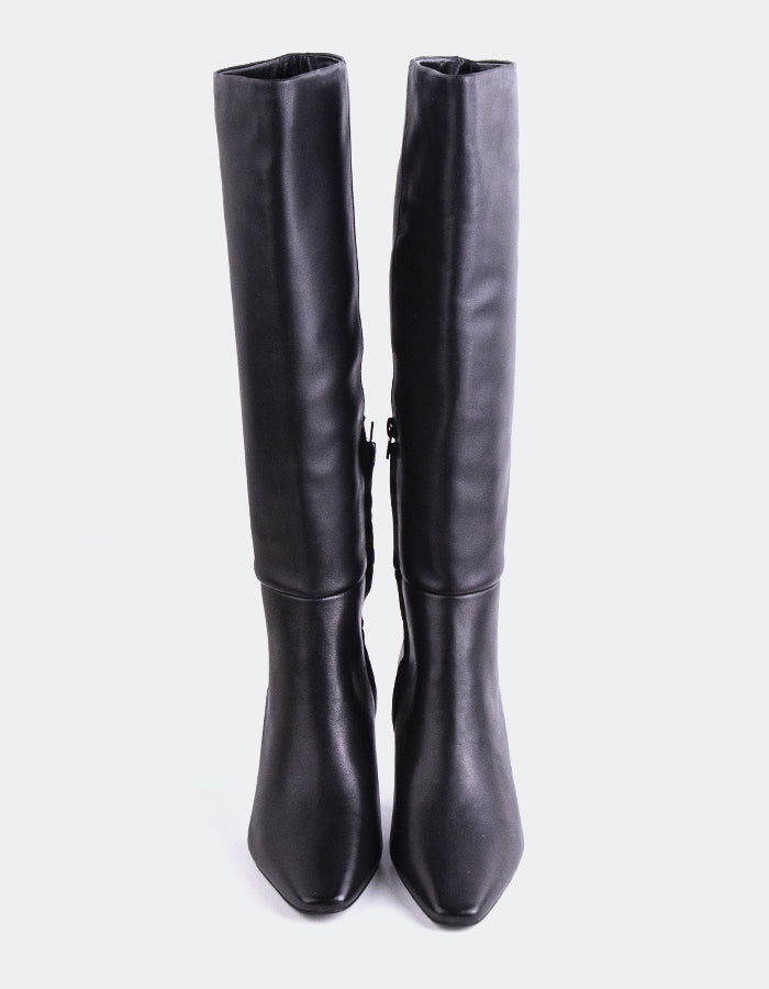 L'INTERVALLE Murazzi Women's High-Heel Tall Boots Black Leather